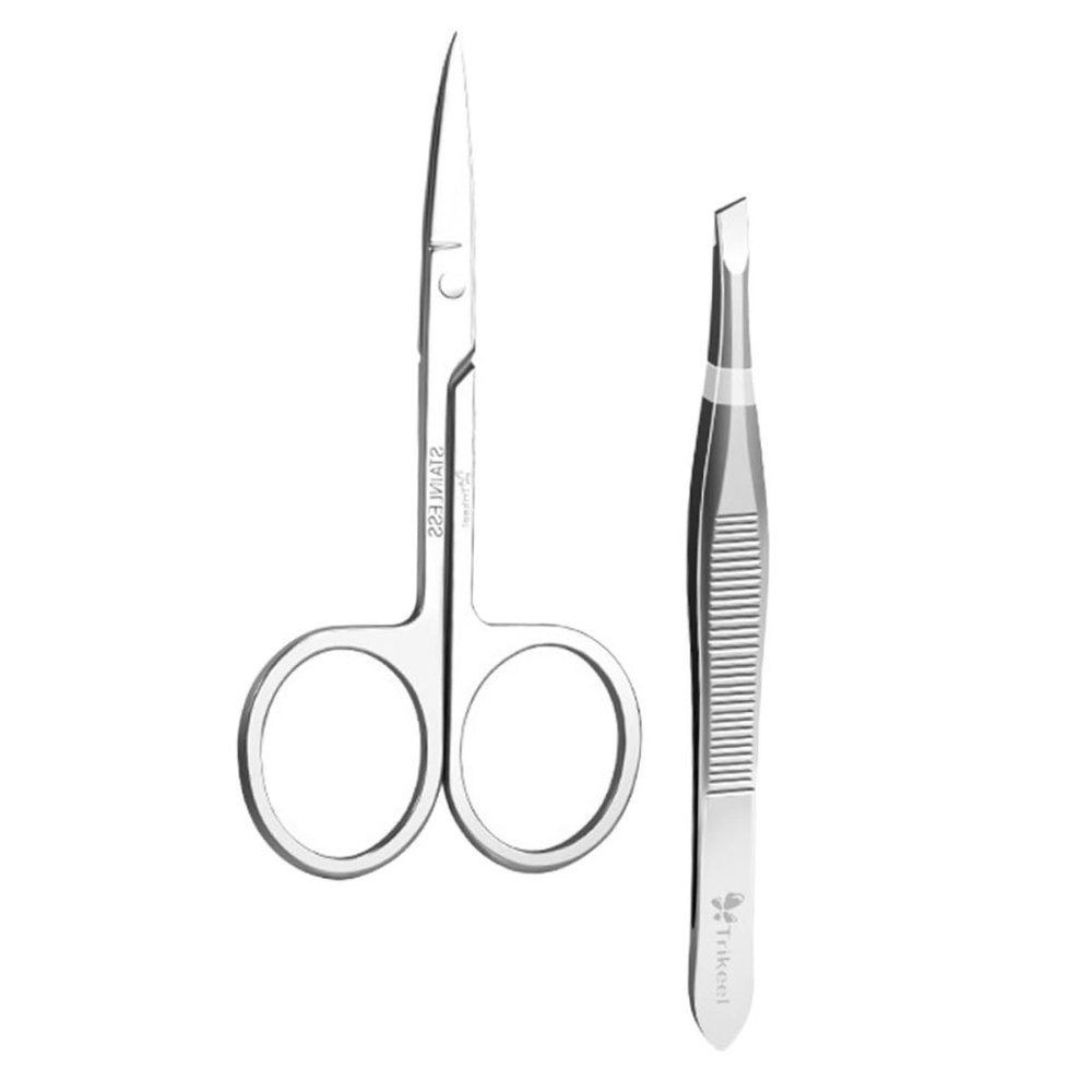 Healvian Stainless Steel Eyebrow Grooming Kit Mens Brow Shaper Tweezer Scissor Hair Clips