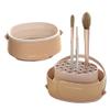 DEYUNQIANG Foldable silicone makeup brush cleaning bowl, makeup tool cleaning bowl, makeup brush cleaning tool storage and drying rack(purple) (khaki) view 1