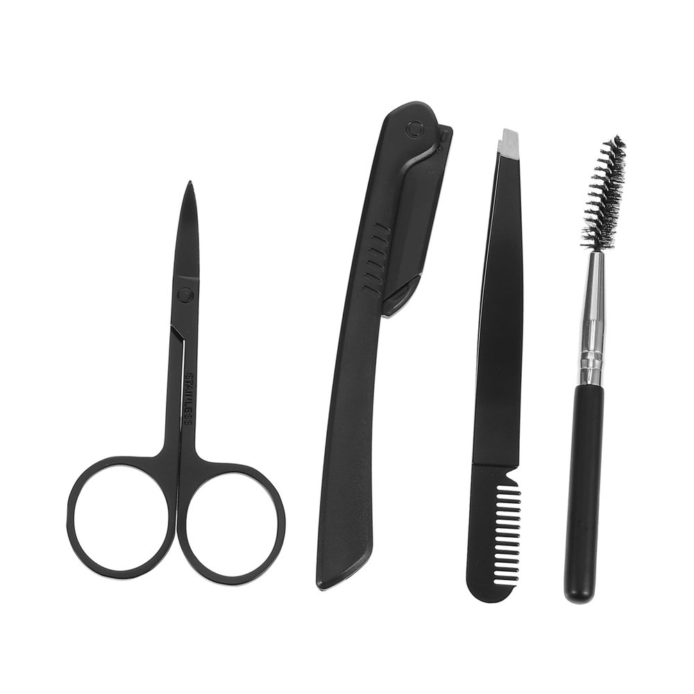 Beaupretty 1 Eyebrow Trimming Kit Grooming Tools with Razor Scissors Tweezers Brush for Precision Shaping for Home Professional Use Durable Easy to Grip