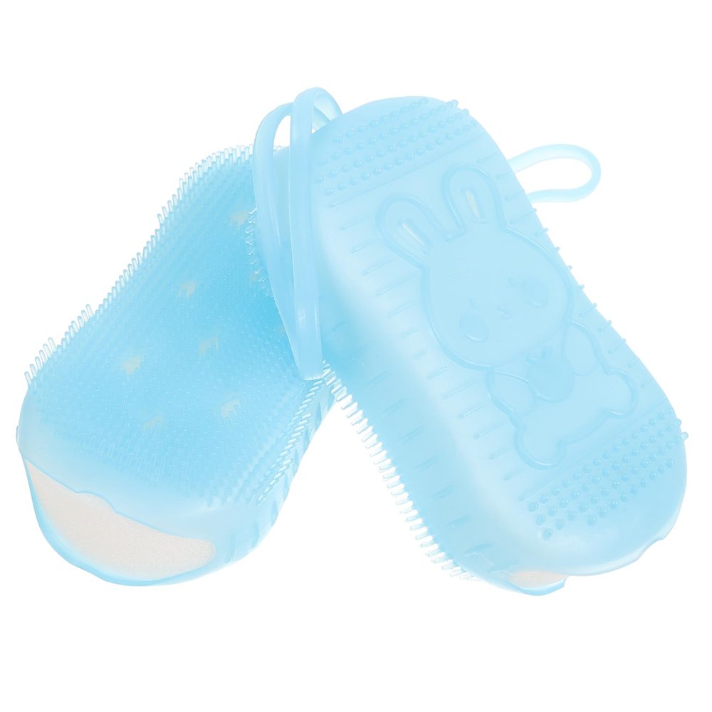 CALLARON 2Pcs Silicone Bath Scrubber and Face Cleaning Brush Set Waterproof Body Scrubber with Hooks for Shower and Bathroom Use Random Color