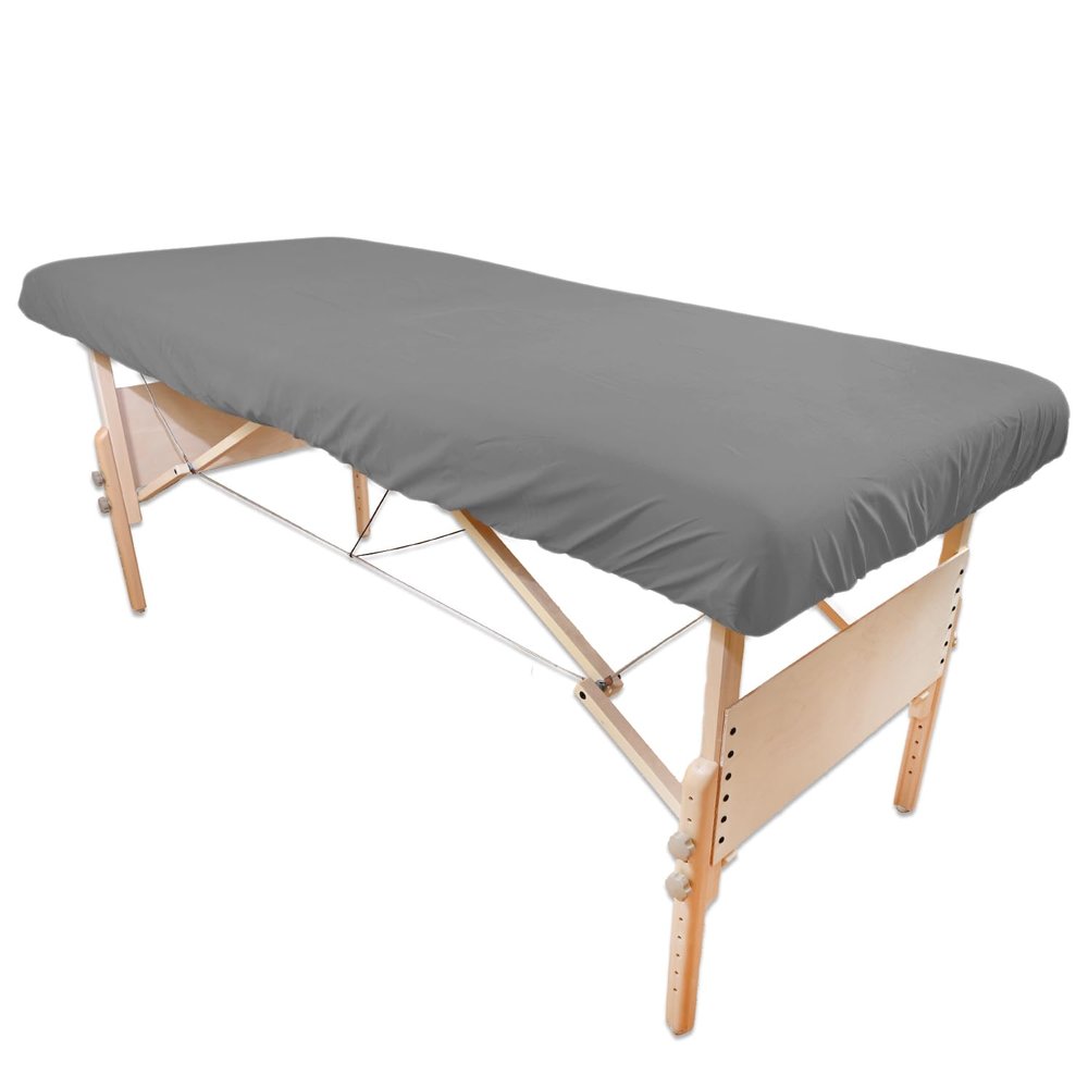 10 Pack - Tranquility Microfiber Massage Table Fitted Sheets by Body Linen- Lightweight, Durable Fitted Sheets for Massage Table & Spa. Wrinkle Free, Secure Fitting, Soft & No Pilling - Gray