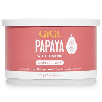 GiGi Neon Soft Wax, Papaya Hair Removal Wax for Sensitive Skin & Body, Salon & At-Home Waxing for Women, 14 oz
