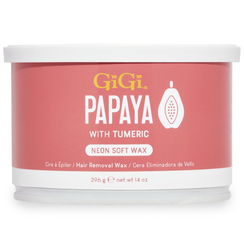 GiGi Neon Soft Wax, Papaya  Hair Removal Wax for Sensitive Skin & Body, Salon & At-Home Waxing for Women, 14 oz