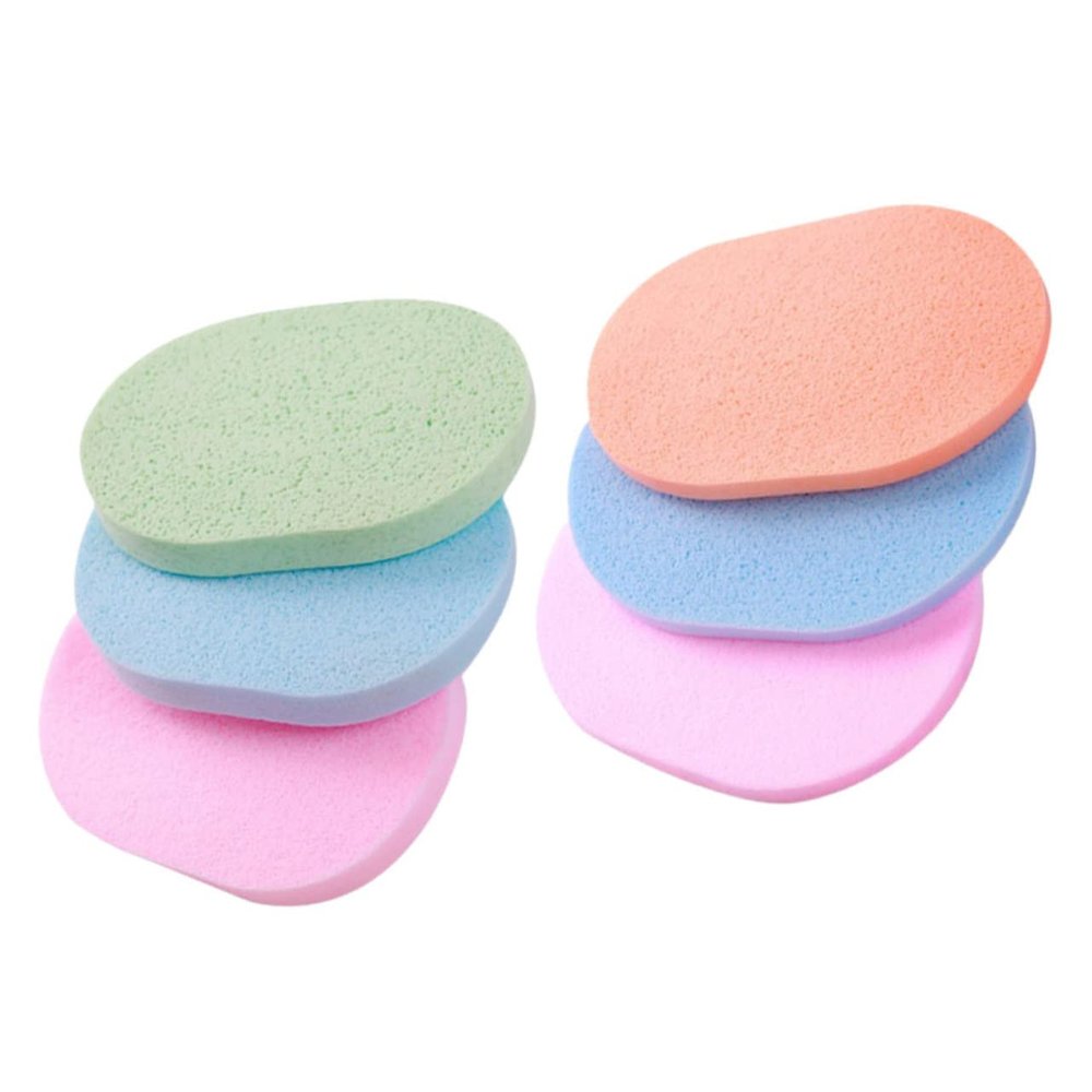 BAZEITFLOW 6Pcs Exfoliating Facial Sponges Set Portable Reusable Face Cleaners for Household Use Compact Face Scrubber for Gentle Cleansing and Makeup Removal Random Color