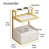 SMGCEHC Salon Wall Mount Styling Station with 2 Hair Dryer Holes and Storage Drawers, Metal Frame Salon Furniture Hairdressing Station for Beauty Salons, Barber Stores(White) view 2