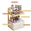 SMGCEHC Salon Wall Mount Styling Station with 2 Hair Dryer Holes and Storage Drawers, Metal Frame Salon Furniture Hairdressing Station for Beauty Salons, Barber Stores(White) view 3