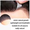 WANGHAI2024M Men Toupee Men Forehead Hairline Toupee 1B# Off Black Human Hair Thin PU Skin Natural Hairline Men's Hairpieces Men Hair Tropper(Size-2x16cm) view 2