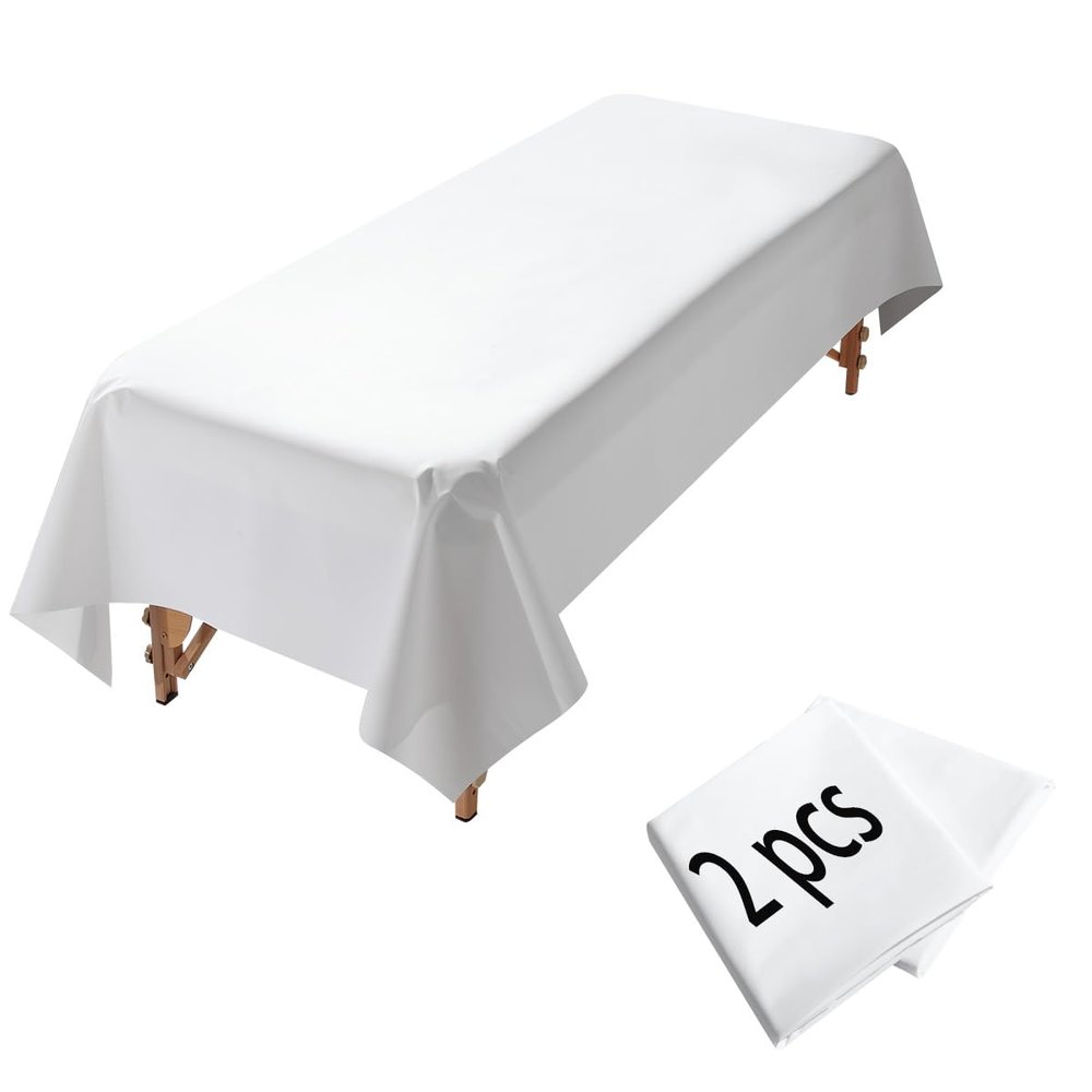 2Pcs Massage Table Sheet, 87 x 51" PVC Reusable Wax Mat Pad Waterproof Massage Bed Cover Sheet (2Pcs White)
