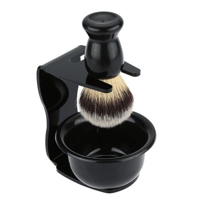 OUNONA Acrylic Shaving Brush Set Holder 3-Piece Shaving Razor Brush Sleek Soap Bowl for Men Facial Cleaning Essentials