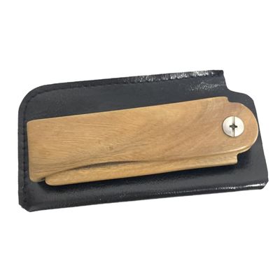 BAZEITFLOW 1set Portable Folding Wooden Beard Comb with Case Ergonomic Design for Easy Use for Travel and Home Grooming