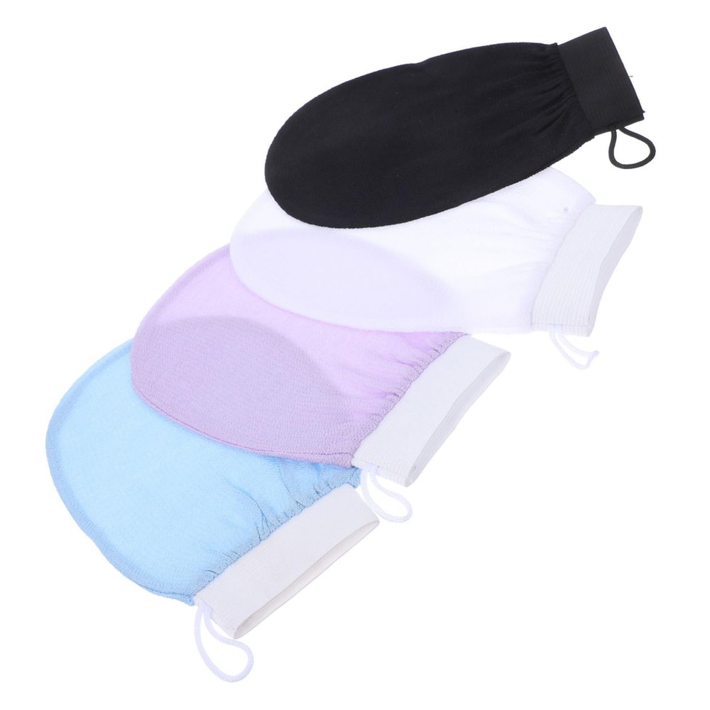 Beaupretty 4pcs Exfoliating Bath Mitts Set Deep Exfoliating Gloves for Body Scrubbing Soft Silk-Like Fiber Dead Skin Remover