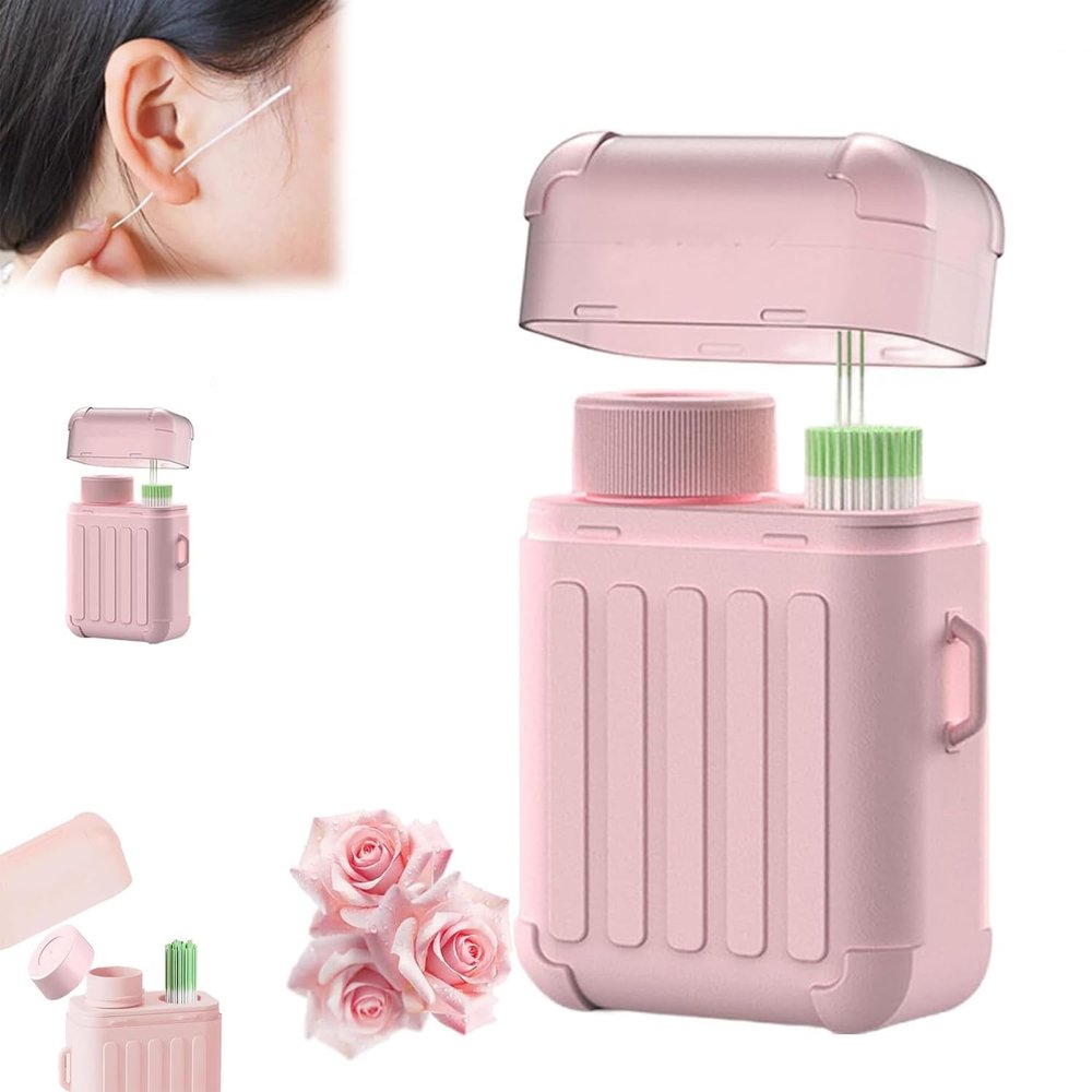 Ear Piercing Cleaning Kit,180/240 Pcs Ear Hole Cleaner Floss,Disposable Aftercare Cleaner,Anti-Clogging Cleaning Kit, Portable Travel Set for Women Men (180PC,Pink)
