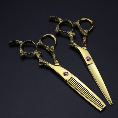 KUYBTU Hair Clippers Barber Scissors Hair Cutting Scissors, 6Inch Professional 440C Steel Gold Dragon Handle Cut Hair Scissors Haircut Thinning Barber Cutting Shears Hairdressing Sci