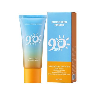 Double Tube Multi Effect Isolation and Sunscreen Lotion For Body & Face, Antioxidants Broad Spectrum Sunscreen SPF 90+, Natural Sunblock for Outdoor UVA/UVB Protection