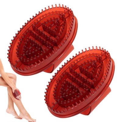 2 Pieces Meridian Brush Massage Brush, Full Body Meridian Brushes with Anti-Slip Finger Groove, Can Be Used with Essential Oils for Full Body Relaxation Massage (Burgundy)