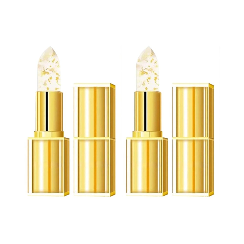 BAYUELSWU Color Changing Lipstick, 2PCS Color Changing Lipstick Gold Foil for Women and Men, Long Lasting 24 Hours Moisturizing