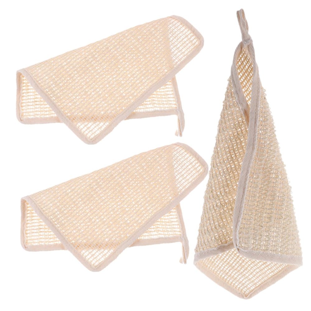 BAZEITFLOW 3pcs Ramie Face Wash Towels Soft Absorbent Bath Cloths for Stylish Design for Home Use for Family and Daily Skincare Routine