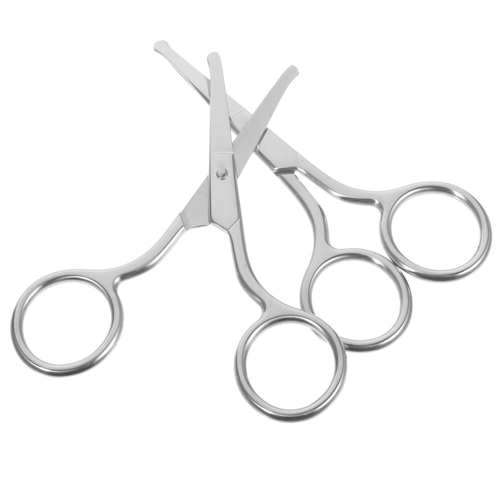 DEARMAMY 2Pcs Stainless Steel Eyebrow Scissors Nose Hair Grooming Tools Round Head Precision Facial Grooming Scissors for Safe Eyebrow Trimming and Nose Hair Removal