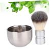 NIYANGLE Stainless Steel Beard Brush Cleaning Kit 2 Piece Men's Facial Care Set Mixing Bowl Manual Stirring for Beard Grooming view 4