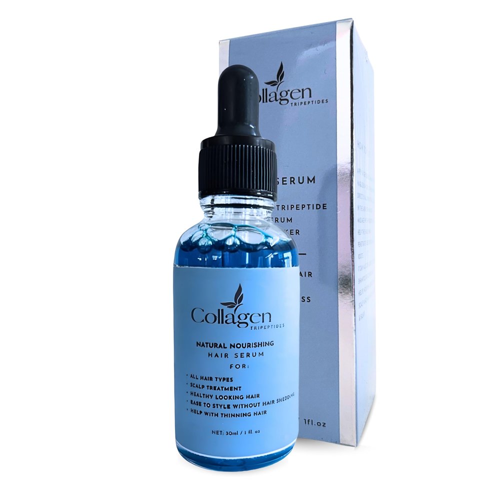 Collagen Tripeptides - GHK-Cu, Thicker Fuller Looking Hair as soon as 7-9 weeks, 30ml  DHT Blocker For Thinning Hair, Nourishing Lightweight Formula 1oz