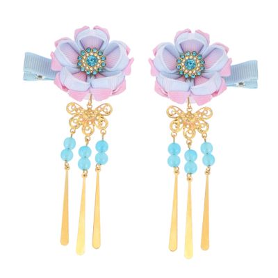 Blue Flower Bell Hair Clip, Cotton Japanese Style Hair Decoration