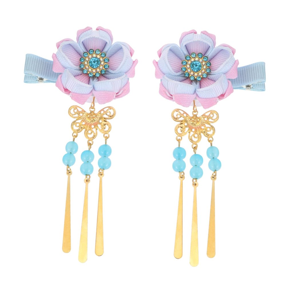 Blue Flower Bell Hair Clip, Cotton Japanese Style Hair Decoration