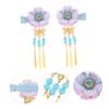 Blue Flower Bell Hair Clip, Cotton Japanese Style Hair Decoration view 4