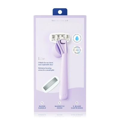 Women's Razor Kit, 5-Blade, 1 Handle with 2 Blade Refills, Magnetic Hook, Lilac