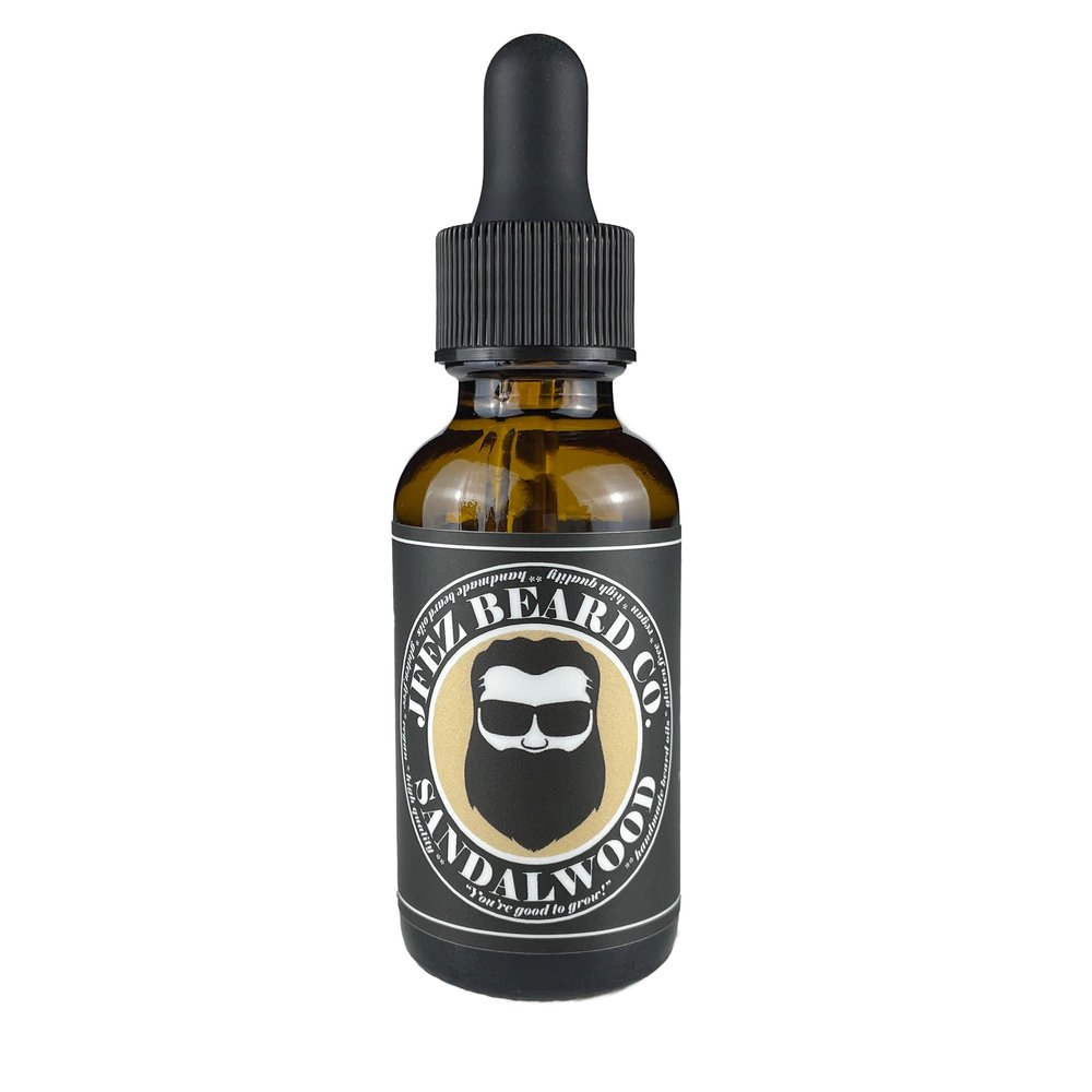 JFEZ BEARD CO. Sandalwood Beard Oil - American-Made Nourishing Anti-Itch Dander Reducing, Mustache and Beard Care Conditioner (1 Oz)