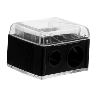 BAZEITFLOW Double Hole Pencil Sharpener Mini Eyebrow and Lip Liner Sharpener for Makeup Compact Design Easy to Use Suitable for Professionals and Beginners Black