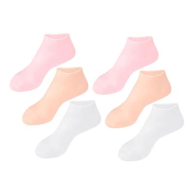 Beavorty 1pair Silicone Socks for Moisturizing Dry Cracked Feet Elastic Foot Covers for Women Skin Color and Heel Care and Hydration