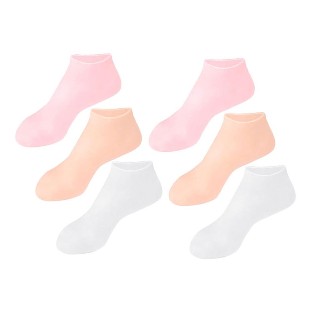 Beavorty 1pair Silicone Socks for Moisturizing Dry Cracked Feet Elastic Foot Covers for Women Skin Color and Heel Care and Hydration