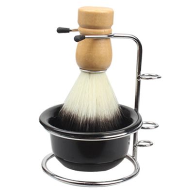 GALPADA 1Set Shaving Brush with Soft Bristles Stylish Bowl and Stainless Steel Stand for Men for Home Use and Wet Shaving Experience