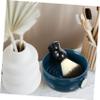 VALICLUD Ceramic Shaving Bowl Set for Men 2-Piece Shaving Kit Brush Spiral Design for Home Grooming view 2