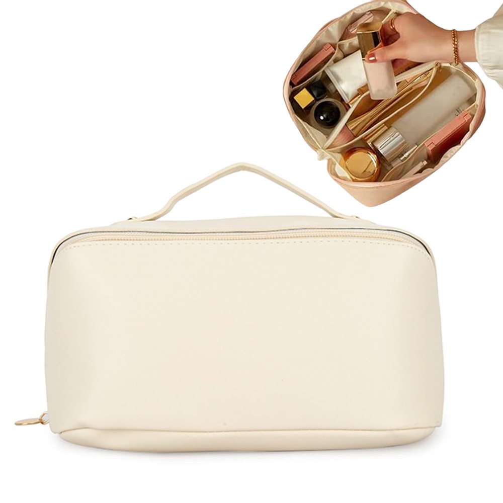 Peachloft Cosmetic Bag Peachloft Multifunction Large Travel Cosmetic Capacity Compartment and Double-Layered, White, One Size