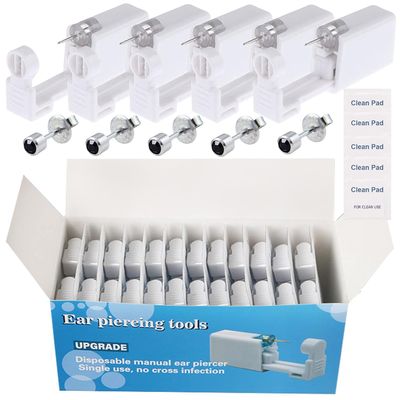 Ear Piercing Gun Kit - Judero 72Pcs Disposable Ear Piercing Kit Including 24Pcs Self Ear Piercing Gun with 24Pcs Built-in Earrings Stud and 24Pcs Clean Tools for Ear Cartilage Piercing Kit