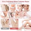 Electric Bikini Trimmer for Women - 5 in 1 Upgraded Body Face Shaver Nose Pubic Hair Trimmer Razors for Women Men Rechargeable Hair Removal Kit for Face Chin Eyebrow Arms Armpit Legs Groomer view 2