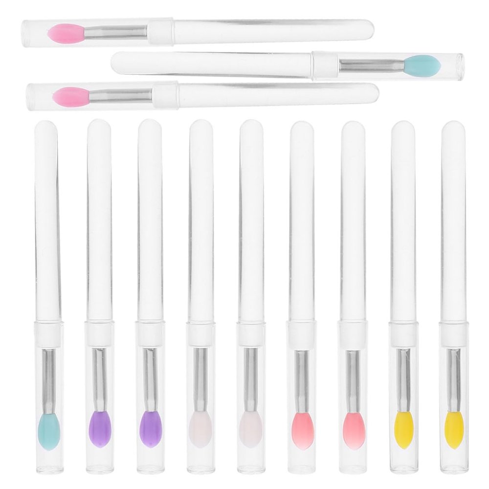 Beaupretty 12pcs Portable Lip Brush Cover Versatile Lip Gloss Applicator for Precise Application Soft Bristles for Comfortable Use Includes Tips for Makeup Enthusiasts