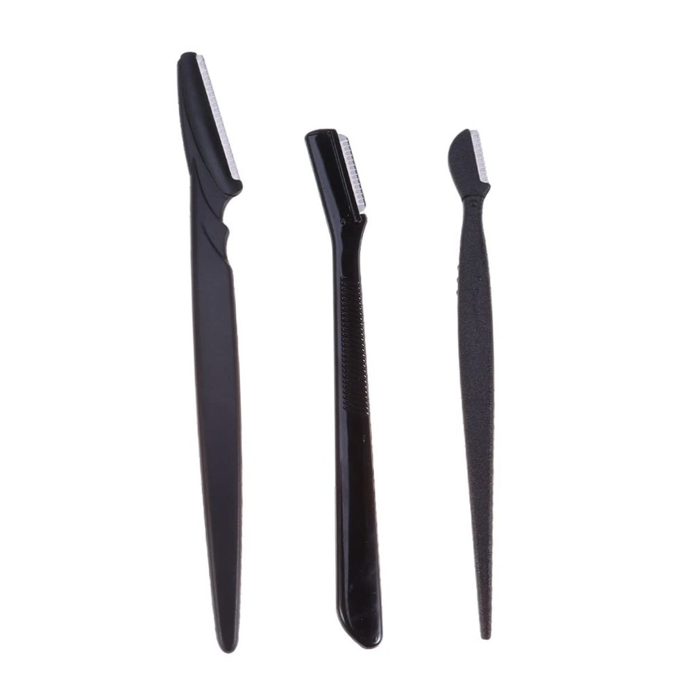 SAFIGLE 3pcs Stainless Steel Eyebrow Trimmer Set Non-slip Grip Travel-friendly Makeup Tool