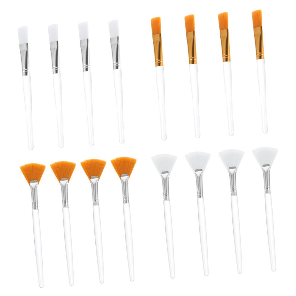 Ipetboom 16pcs Fan Shape Flat Mask Applicator Brush for Facial Masks Soft and Skin-friendly Brushes for Smoothing and Applying Skincare Products and Colors