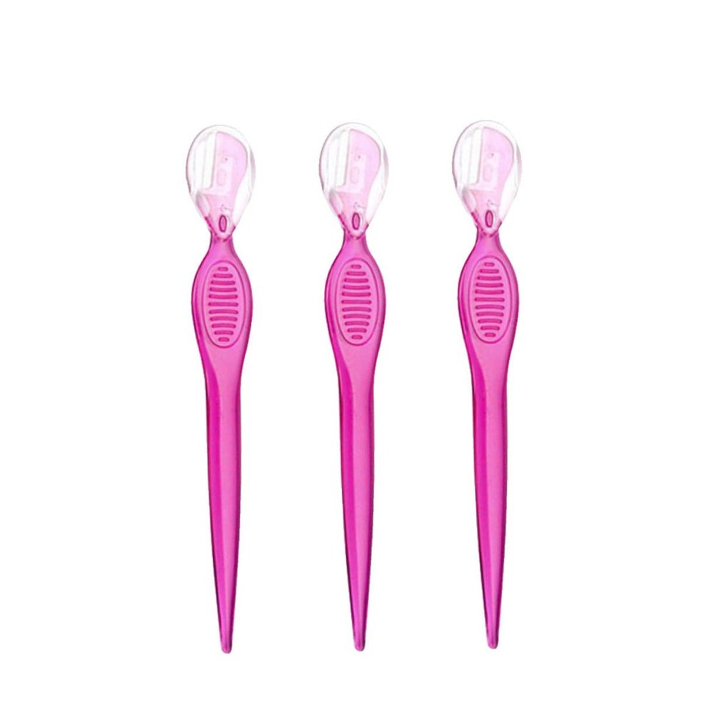 BATHVEVE 3Pcs Portable Stainless Steel Eyebrow Razors Lightweight Eyebrow Trimmers for Precision Shaping Non Slip Grip Beauty Tools for Women for Travel Transparent Red