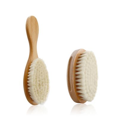 BATHVEVE 1Pc Comfortable Oval Wool Shower Brush Natural Hairdressing Brush for Gentle Scalp Cleaning Ergonomic Design for Easy Use Durable Wool Material White