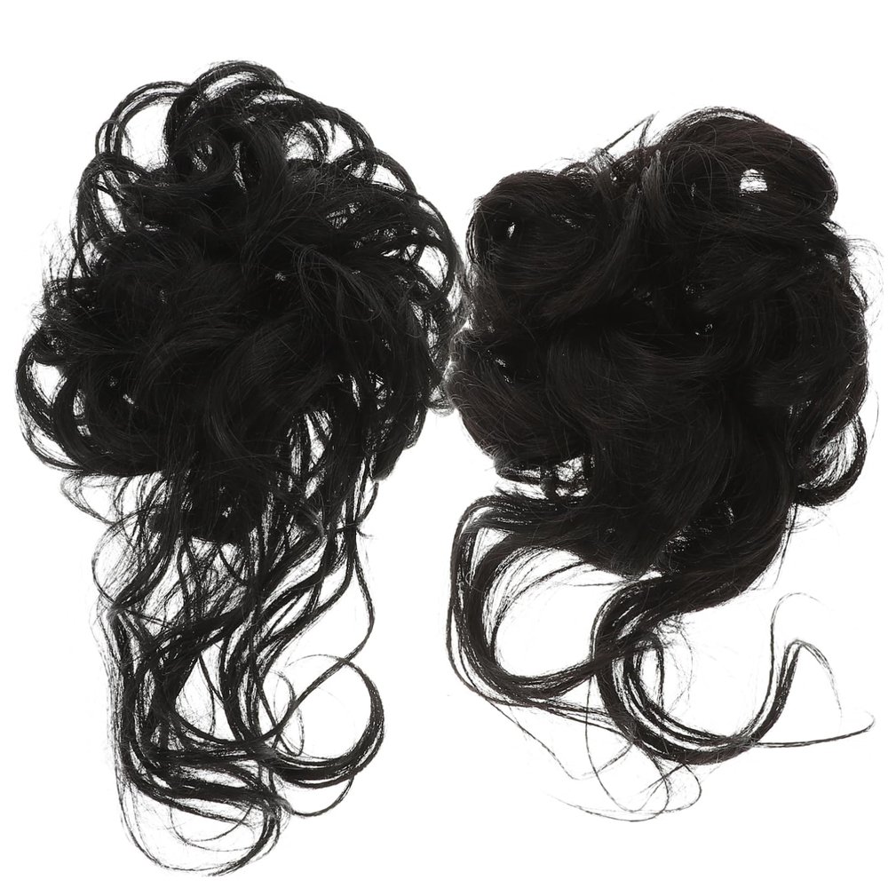 ERINGOGO 2pcs Curly Messy Bun Hair Synthetic Hair Extensions for Women Easy to Use for Weddings Proms and Everyday Styles Adds Volume and Fullness to Ponytails