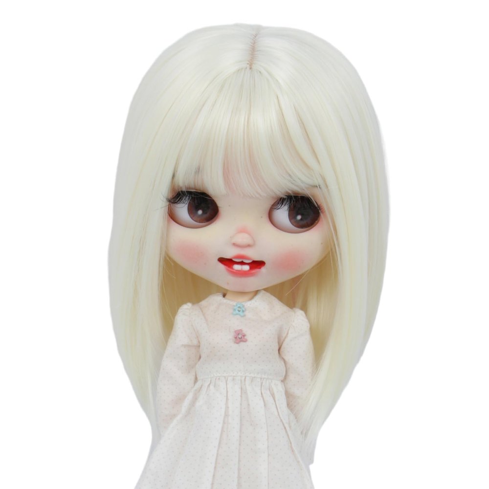 Tzncos Just 1pc wig fit for 10-11 inch Head Dolls, Blyth Qbaby Amydoll Wig Short Straight Collection Hair (Lily of the Valley)