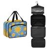 Art Oil Painting Blue Sun hanging travel containers for toiletries with hook, designer chic quilted makeup bag for men trip estuche para maquillaje L view 2
