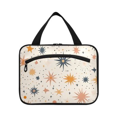 Yoogain Boho Simple Style Sea Shell Stars hanging travel toiletry bag for women with hook, designer foldable shave kit for women traveling backpacking maleta para maquillaje L