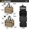 Yoogain Vintage Buffalo Plaid Checked Khaki hanging mens toiletry bag with hook, designer chic make up bags for travel make up cruises estuche para guardar maquillaje L view 3