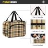Yoogain Vintage Buffalo Plaid Checked Khaki hanging mens toiletry bag with hook, designer chic make up bags for travel make up cruises estuche para guardar maquillaje L view 4