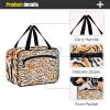 Yoogain Orange White Leopard Print hanging travel makeup bag large with hook, designer unisex medicine bag for travel make up cruises bolsa para guardar maquillaje L view 4