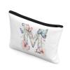 Wdktrgetd Minimalist Cosmetic Bags for Women Hand Washable Wash Organizer Bag for Vacation Getaways Practical Makeup Pouch for Purse Initial Gifts for Women BLACK M view 2